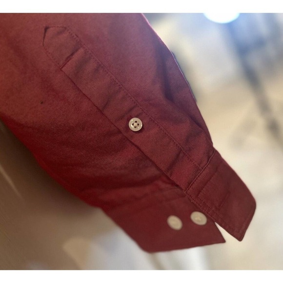 NWT’s Mens Express Fitted Large Red Button Up Long Sleeve Dress Shirt - Picture 3 of 5